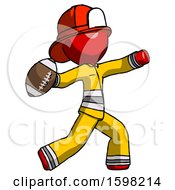 Poster, Art Print Of Red Firefighter Fireman Man Throwing Football