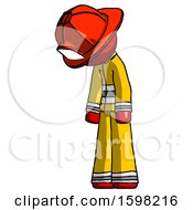 Red Firefighter Fireman Man Depressed With Head Down Turned Left
