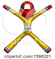 Poster, Art Print Of Red Firefighter Fireman Man With Arms And Legs Stretched Out