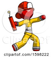 Poster, Art Print Of Red Firefighter Fireman Man Throwing Dynamite