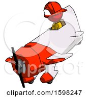 Poster, Art Print Of Red Firefighter Fireman Man In Geebee Stunt Plane Descending View