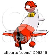 Poster, Art Print Of Red Firefighter Fireman Man In Geebee Stunt Plane Descending Front Angle View