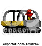 Poster, Art Print Of Red Firefighter Fireman Man Driving Amphibious Tracked Vehicle Side Angle View