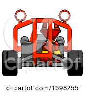 Poster, Art Print Of Red Firefighter Fireman Man Riding Sports Buggy Front View