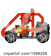 Poster, Art Print Of Red Firefighter Fireman Man Riding Sports Buggy Side View
