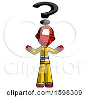 Poster, Art Print Of Red Firefighter Fireman Man With Question Mark Above Head Confused