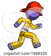 Poster, Art Print Of Purple Firefighter Fireman Man Running Fast Right
