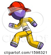 Poster, Art Print Of Purple Firefighter Fireman Man Running Fast Left