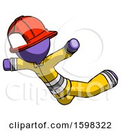 Poster, Art Print Of Purple Firefighter Fireman Man Skydiving Or Falling To Death