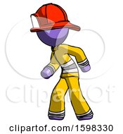 Poster, Art Print Of Purple Firefighter Fireman Man Suspense Action Pose Facing Left