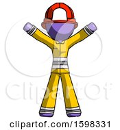 Poster, Art Print Of Purple Firefighter Fireman Man Surprise Pose Arms And Legs Out