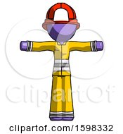 Poster, Art Print Of Purple Firefighter Fireman Man T-Pose Arms Up Standing