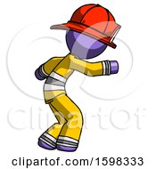 Poster, Art Print Of Purple Firefighter Fireman Man Sneaking While Reaching For Something