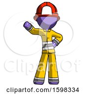 Poster, Art Print Of Purple Firefighter Fireman Man Waving Right Arm With Hand On Hip