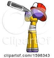 Poster, Art Print Of Purple Firefighter Fireman Man Thermometer In Mouth