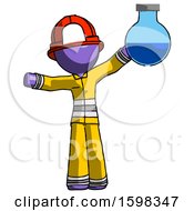 Poster, Art Print Of Purple Firefighter Fireman Man Holding Large Round Flask Or Beaker