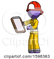 Purple Firefighter Fireman Man Reviewing Stuff On Clipboard