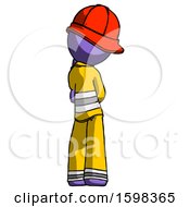 Poster, Art Print Of Purple Firefighter Fireman Man Thinking Wondering Or Pondering Rear View