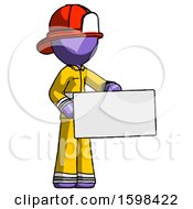 Poster, Art Print Of Purple Firefighter Fireman Man Presenting Large Envelope