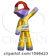 Purple Firefighter Fireman Man Waving Emphatically With Left Arm
