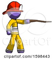 Poster, Art Print Of Purple Firefighter Fireman Man Pointing With Hiking Stick