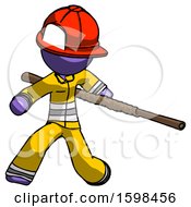 Poster, Art Print Of Purple Firefighter Fireman Man Bo Staff Action Hero Kung Fu Pose