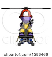 Poster, Art Print Of Purple Firefighter Fireman Man Flying In Gyrocopter Front View