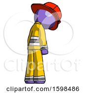 Poster, Art Print Of Purple Firefighter Fireman Man Depressed With Head Down Back To Viewer Right