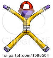 Poster, Art Print Of Purple Firefighter Fireman Man With Arms And Legs Stretched Out