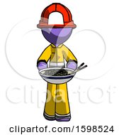 Poster, Art Print Of Purple Firefighter Fireman Man Serving Or Presenting Noodles