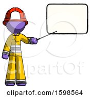 Poster, Art Print Of Purple Firefighter Fireman Man Giving Presentation In Front Of Dry-Erase Board