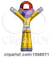Poster, Art Print Of Purple Firefighter Fireman Man With Arms Out Joyfully