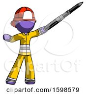 Poster, Art Print Of Purple Firefighter Fireman Man Demonstrating That Indeed The Pen Is Mightier