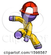 Poster, Art Print Of Purple Firefighter Fireman Man Action Hero Jump Pose