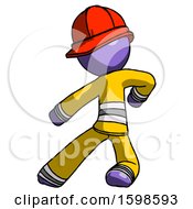 Poster, Art Print Of Purple Firefighter Fireman Man Karate Defense Pose Left