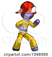 Poster, Art Print Of Purple Firefighter Fireman Man Martial Arts Defense Pose Right