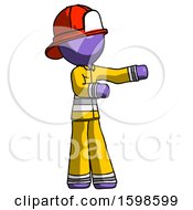 Poster, Art Print Of Purple Firefighter Fireman Man Presenting Something To His Left