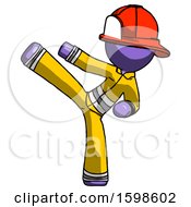 Purple Firefighter Fireman Man Ninja Kick Left