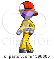 Poster, Art Print Of Purple Firefighter Fireman Man Man Walking Turned Left Front View