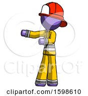 Poster, Art Print Of Purple Firefighter Fireman Man Presenting Something To His Right