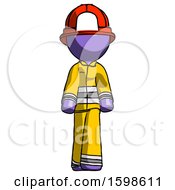 Poster, Art Print Of Purple Firefighter Fireman Man Walking Front View