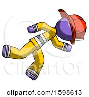 Poster, Art Print Of Purple Firefighter Fireman Man Running While Falling Down