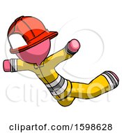 Poster, Art Print Of Pink Firefighter Fireman Man Skydiving Or Falling To Death