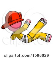 Poster, Art Print Of Pink Firefighter Fireman Man Falling Backwards