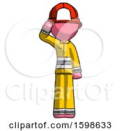 Poster, Art Print Of Pink Firefighter Fireman Man Soldier Salute Pose