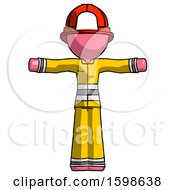 Poster, Art Print Of Pink Firefighter Fireman Man T-Pose Arms Up Standing