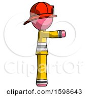 Poster, Art Print Of Pink Firefighter Fireman Man Pointing Right