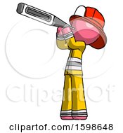 Poster, Art Print Of Pink Firefighter Fireman Man Thermometer In Mouth