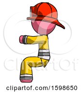 Poster, Art Print Of Pink Firefighter Fireman Man Sitting Or Driving Position