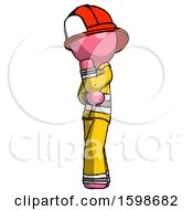 Poster, Art Print Of Pink Firefighter Fireman Man Thinking Wondering Or Pondering
